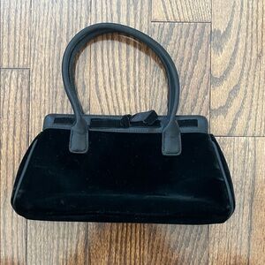 Ann Taylor Black Velvet Mini Top-Handle Purse